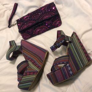 ☮️ Yoki Boho Style Lala Multicolored Wedges Size 6